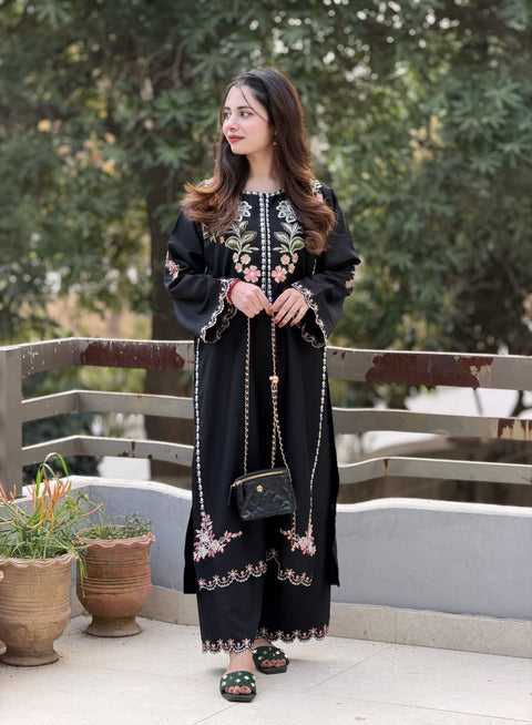 Premium Silk BLACK Embroidered 2PCE WEAR