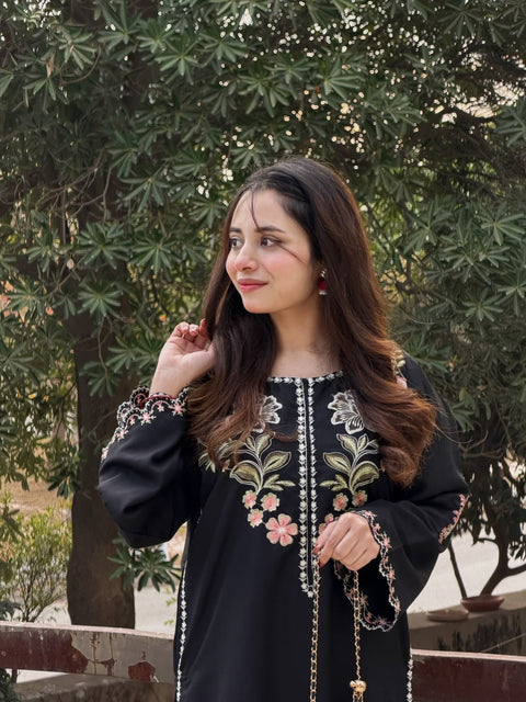 Premium Silk BLACK Embroidered 2PCE WEAR