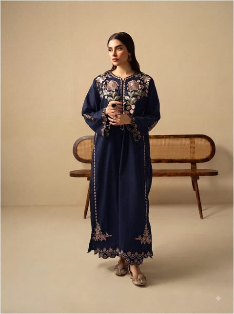 Premium Silk Blue Embroidered 2PCE Wear
