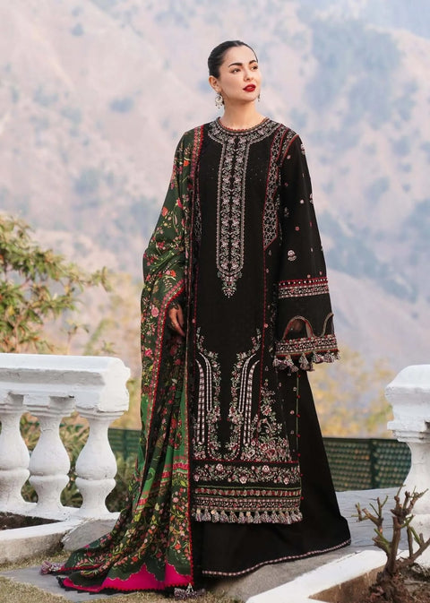HR Peach Leader Embroidered Dhanak 3pc.
