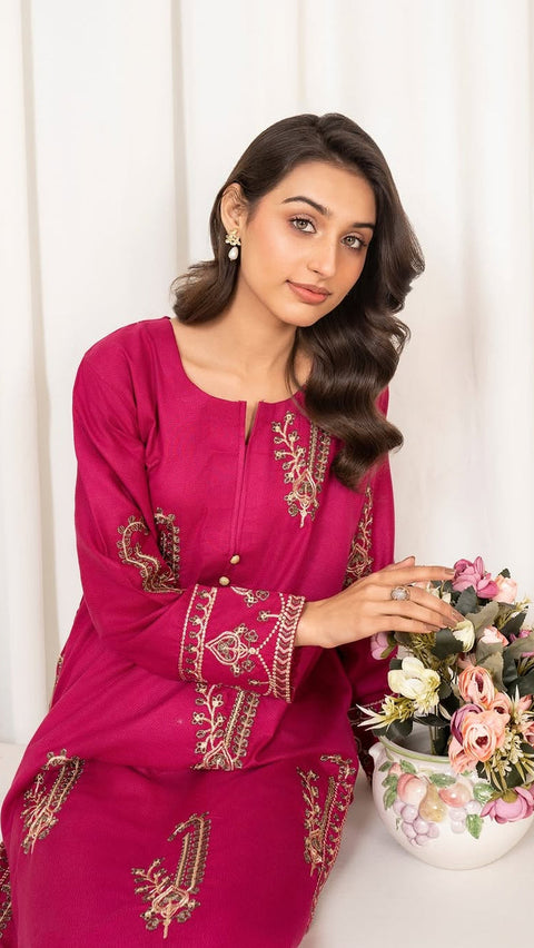 Premium Embroidered Dhanak 2 Piece.