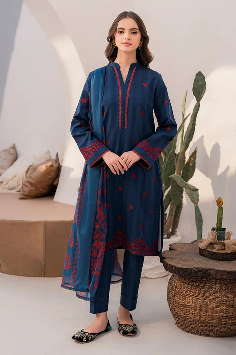 JAZMIN Premium Embroidered Dhanak 3 Piece Suit.