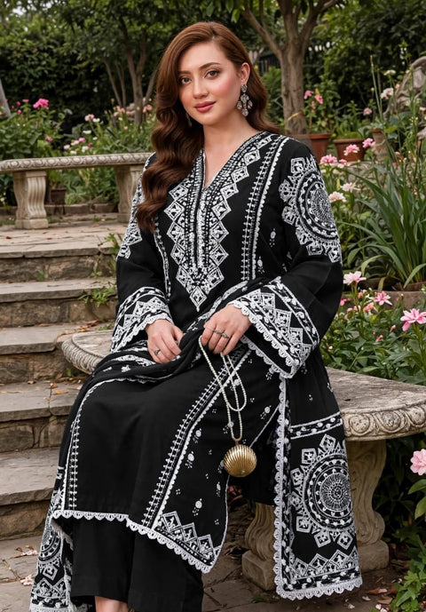 Black Royale – Embroidered 3 Piece.