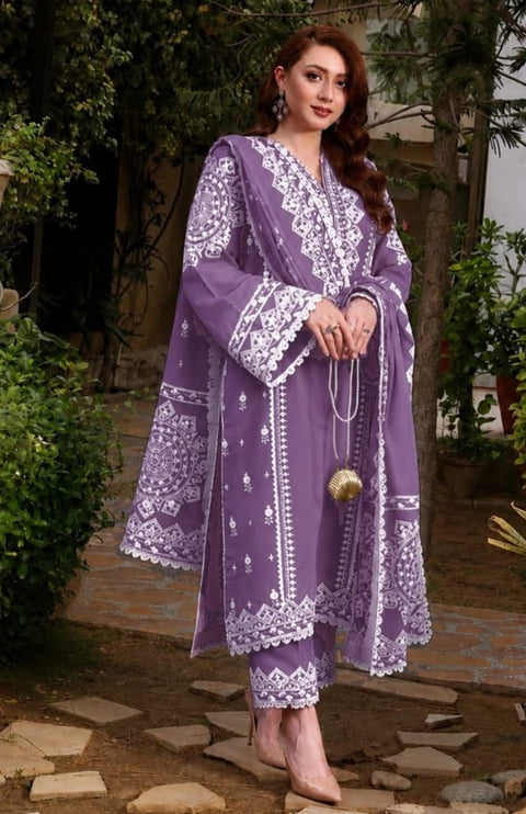 Lilac Royale – 3 Piece Embroidered Suit.