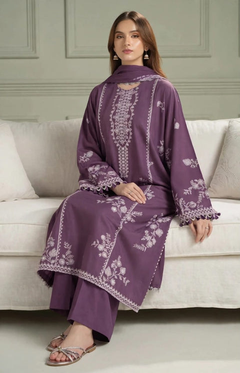Royal Plum Embroidered 3-Piece Suit.