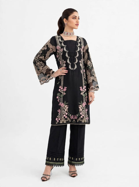 Black Luxe Dhanak Embroidered 2-Piece.
