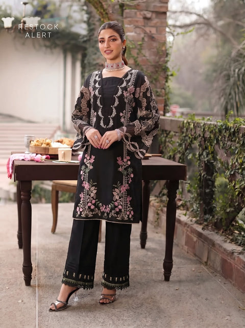 Black Luxe Dhanak Embroidered 2-Piece.