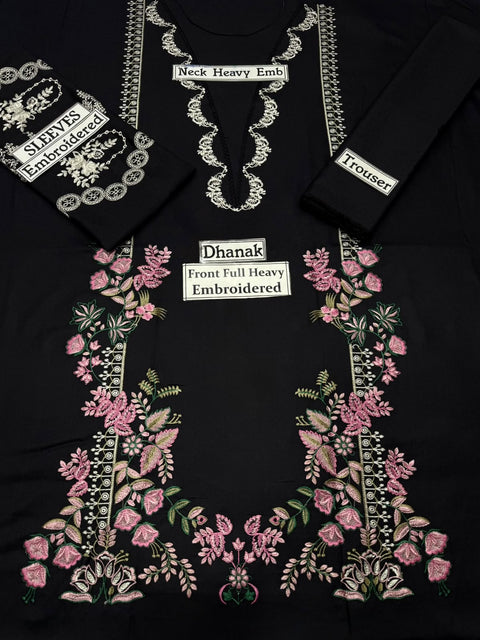 Black Luxe Dhanak Embroidered 2-Piece.