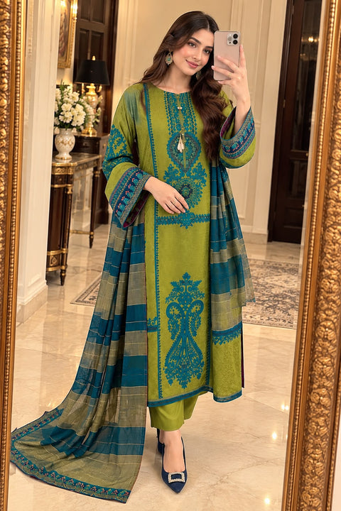 MARIA.B 3PC DHANAK EMBROIDERED.