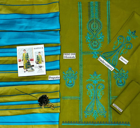 MARIA.B 3PC DHANAK EMBROIDERED.