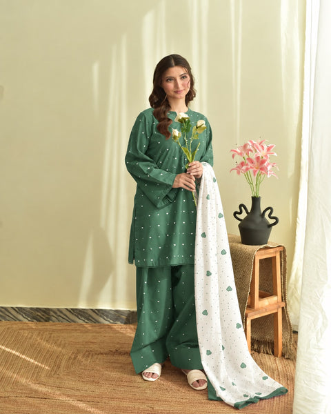 LAAM Elegant Dhanak Embroidered 3 pc.