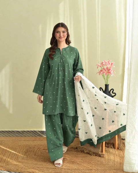 LAAM Elegant Dhanak Embroidered 3 pc.