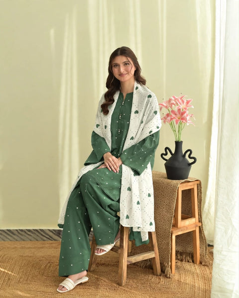 LAAM Elegant Dhanak Embroidered 3 pc.